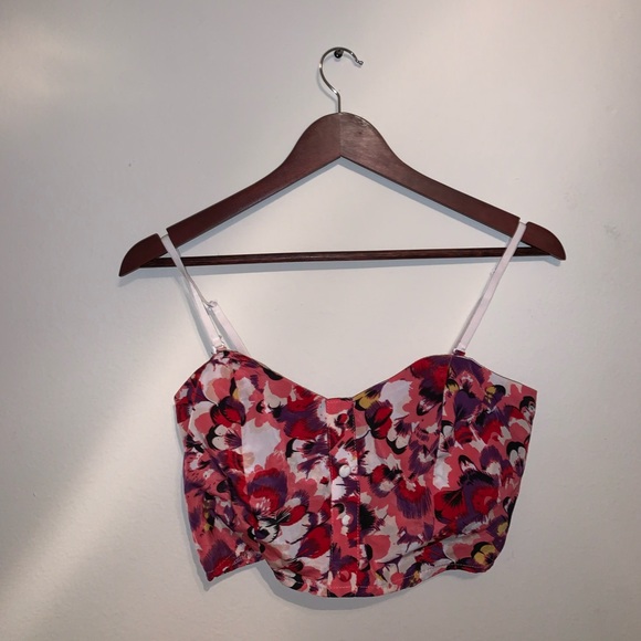 Charlotte Russe Red & Pink Floral Crop top size M - Picture 3 of 9
